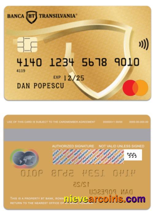 Romania BT Bank gold debit mastercard 